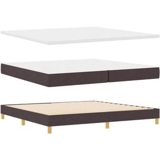 vidaXL Cama Tipo Box Spring Marr&oacute;n Oscuro Y Blanco 200 X 200 Cm Tela Vidaxl