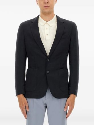 BOSS notched-lapel button jacket - men - Cotton/Silk/Polyamide - 48 - Blue