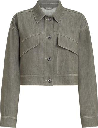 Brunello Cucinelli Denim-effect twill outerwear jacket in Olive at Nordstrom, Size 36 It
