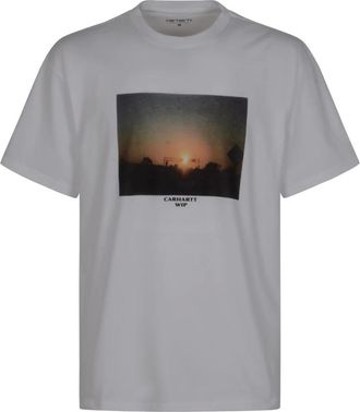 Carhartt Work in Progress Carhartt Wip, T-Shirts, male, White, Size: M S/S Warm Views T-Shirt