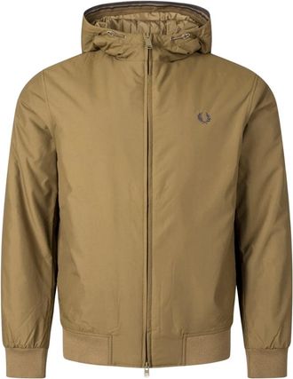 Fred Perry Shaded Stone Brown gewatteerde Brentham-jas met capuchon