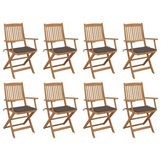vidaXL Vidaxl - Sedie Da Giardino Pieghevoli 8 Pz Con Cuscini Massello Acacia