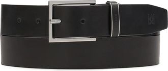 Kazar Zakelijke zwarte riem met zilveren gesp - Heren - Riemen - Zwart - 120 CM - Leer - Accessoires