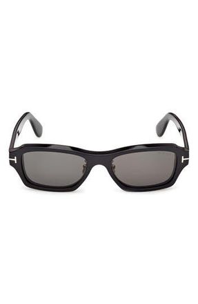 Tom Ford 56mm Rectangle Sunglasses in Shiny Black /Smoke at Nordstrom Rack