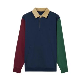 Brooks Brothers Color-Block Polo met Corduroy Kraag - Heren - Sweatshirts & Hoodies - Blauw - Maat: S Corduroy