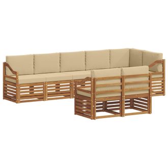 vidaXL Conjunto De Sof&aacute;s De Exterior 8 Uds. Natural Y Beige Poli&eacute;ster Vidaxl