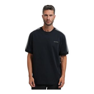Emporio Armani Katoenen T-shirt met Logo en Schouderband - Heren - T-shirts - Blauw - M - Katoen - Tops