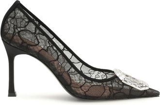 Amina Muaddi Camelia Lace Pumps - Dames - Schoenen - Zwart - Maat: 38 EU Leer