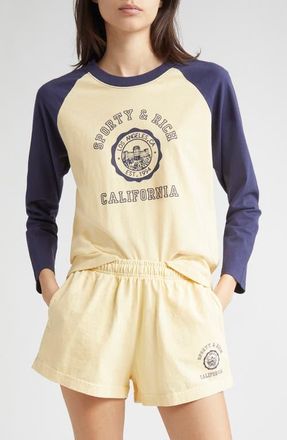Sporty & Rich California Emblem Graphic Baseball T-Shirt in Light Beige at Nordstrom, Size X-Large
