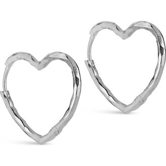 Enamel Copenhagen Organic Heart Medium Hoops in Silver at Nordstrom