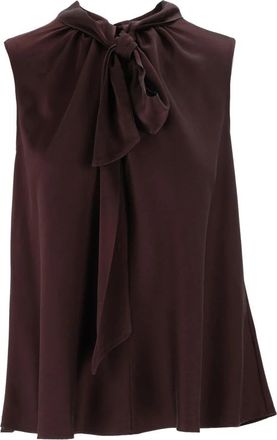 Forte_Forte Lavallisre Top - Dames - Tops zonder mouwen - Bruin - M - Satijn - Tops