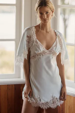 BHLDN Satin Lace Slip & Cape Set