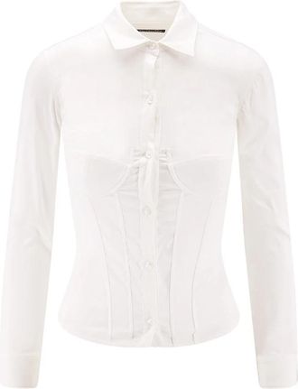 Balenciaga Corset Shirt - Dames - Overhemden - Wit - XS - Katoen - Overhemden