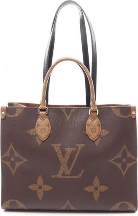 Louis Vuitton Beige Brown Monogram Coated Canvas Leather Handbag Tote Bag (Pre-Owned)