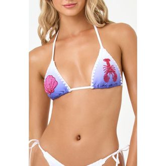 L*Space Sonia Beaded Embroidered Bikini Top in Into The Blue at Nordstrom, Size X-Large