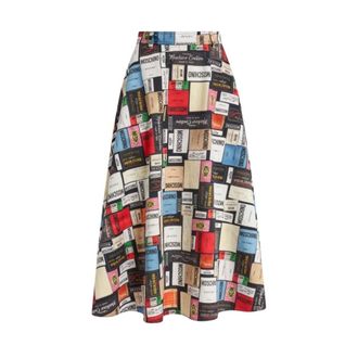 Moschino Printed cotton gabardine skirt - female - Moschino - Midi Skirts - Multicolor - 2XL - Skirts