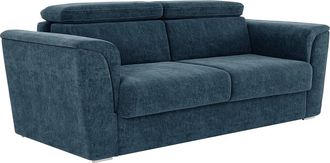 Vente-Unique Divano Letto 4 Posti Express In Tessuto Testurizzato Blu Letto 160 Cm Materasso 14 Cm - Rizora