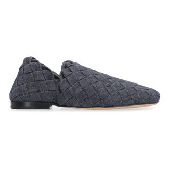 Bottega Veneta Loafers, male, Blue, 7 UK, Denim Intrecciato Slippers