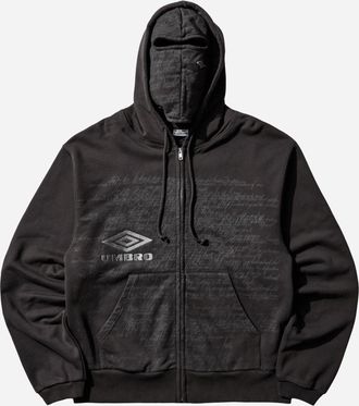 Umbro Compact Masked Zip Hoodie Washed Black
