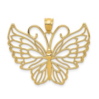 Diamond2Deal 14k Yellow Gold Polished Butterfly Pendant