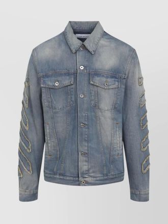 Off-white cotton patch denim jacket