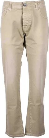 Re-hash Beige Cotton Stretch Trousers With Practical Pockets And Minimalist Design