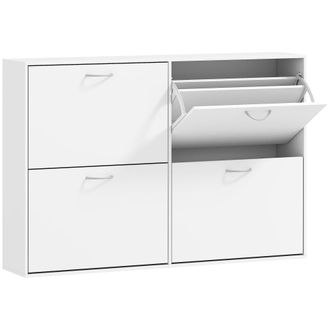 HOMCOM Armario de zapatos 120x24x81 cm blanco