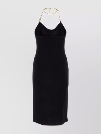 Bottega Veneta viscose draped halterneck chain-strap open-back midi dress