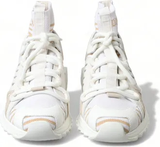 Dolce & Gabbana White Beige Sorrento Socks Sneakers Womens Shoes