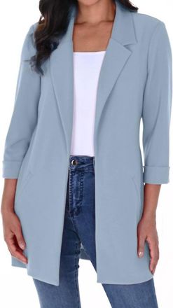Frank Lyman Design Open Knit Blazer Jacket In Sky Blue