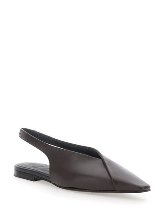Brunello Cucinelli Slingback Leather Ballet Flat - Brown