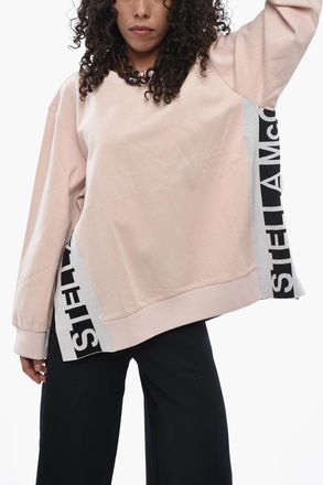 Stella McCartney Lightweight Cotton Crewneck Sweatshirt with Side Slits and Logo Inserts Stella McCartney