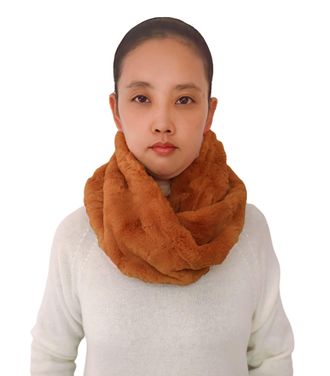 Lina & Lily Solid Colour Faux Fur Womens Infinity Scarf Winter Neck Warmer Snood (Light Brown)