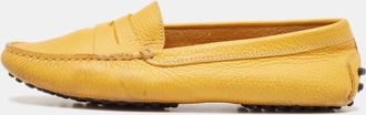 Tod's Tods Yellow Perforated Leather Slip On Loafers