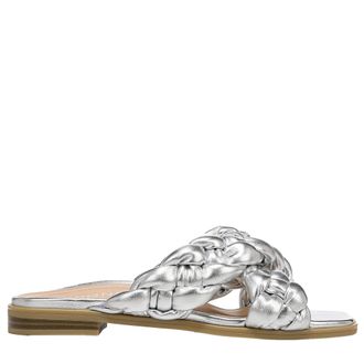 Vionic Kalina Braided Slide Sandals Silver Metal Synthetic I0922S2020 Womens