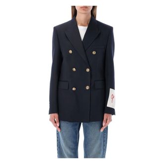 Golden Goose Blazers, female, Blue, Size: XS Double-Breasted Blazer with Heraldic Buttons