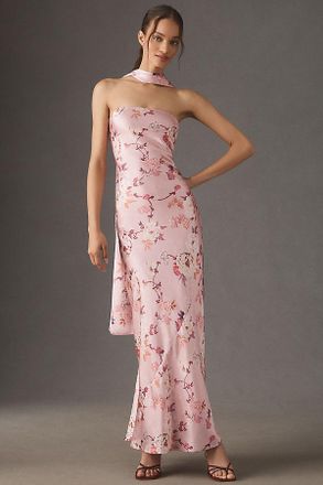 BHLDN Nesta Strapless Scarf Satin Slip Dress