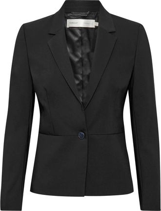Inwear Zwarte Blazer Zella - Korte Stijl - Dames - Blazers - Zwart - S - Katoen - Jassen