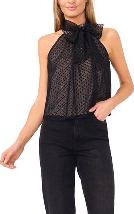 CeCe by Cynthia Steffe Swiss Dot Tulle Top in Rich Black at Nordstrom, Size Xx-Large