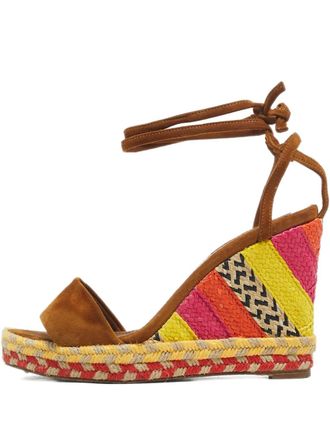 Aquazzura Baru wedge sandals - women - Suede/Calf Leather - 35.5 - Brown