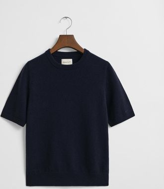 GANT Women Superfine Lambswool Short Sleeve Crew Neck Sweater (XXXL) EVENING BLUE