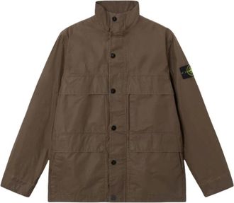 Stone Island Field Waxed Pigment Cotton Tela Jacket - Heren - Zomerjassen - Bruin - M - Katoen - Jassen