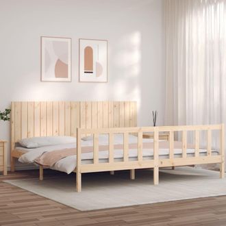 Berkfield Home Bed Frame with Headboard 200x200 cm Solid Wood in Brown