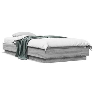 Berkfield Home Bed Frame without Mattress with LED Lights Grey Sonoma 100x200 cm