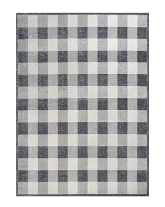 Jonathan Y Designs Jonathan Y Gingham Gradient Plaid Cottage Machine-Washable Polyester Rug