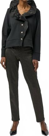 Joseph Ribkoff Foiled Heavy Knit Slim Fit Pants In Black Gold