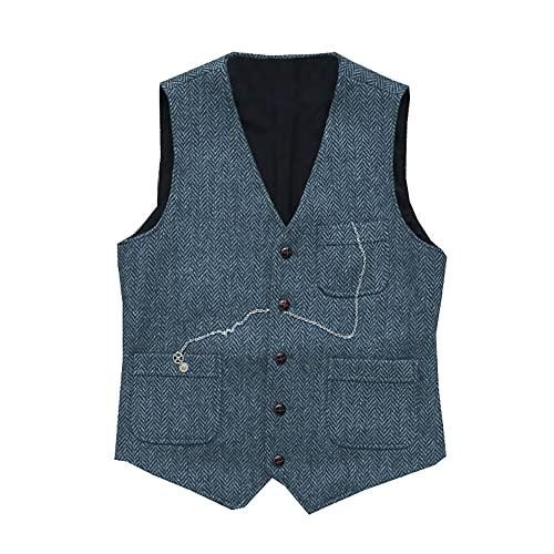Gilet Costume Homme Laine Tweed Vintage - Double Boutonnage, Poches, Pour Mariage Ou Quotidien