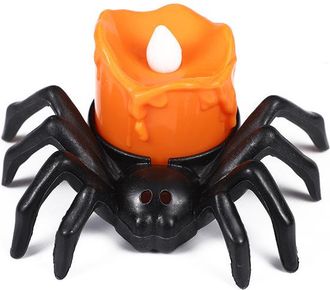 OEM Juego De 12 Velas De Halloween Con Forma De Ara&ntilde;as Calabaza, Velas Decorativas A Pilas Para Decorar Fiestas De Halloween Con Un Toque Terror&iacute;fico