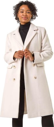 Roman Womens Petite Double Breasted Coat - Ivory - Size 18 UK