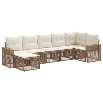 vidaXL Conjunto De Sof&aacute;s De Jard&iacute;n 7 Pcs Beige Y Blanco Crema Vidaxl